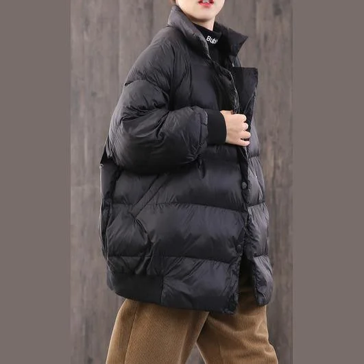 2019 black goose Down coat trendy plus size dark buckle winter jacket stand collar New Jackets