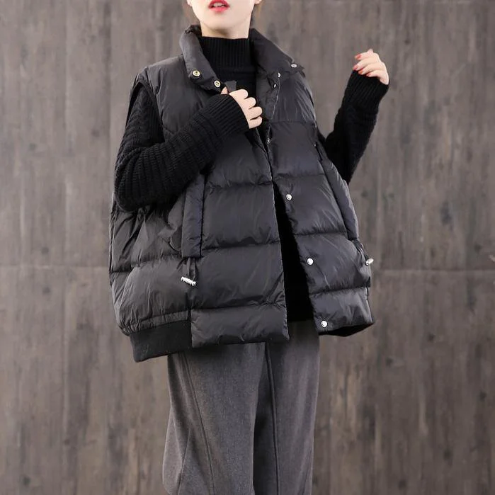 2019 black warm winter coat oversize stand collar winter jacket sleeveless Luxury Jackets