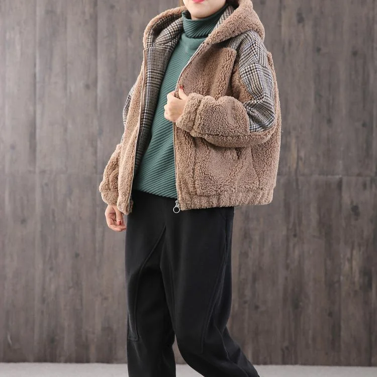 2019 khaki winter women parka trendy plus size snow jackets patchwork hooded outwear