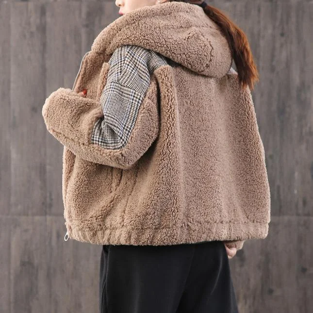 2019 khaki winter women parka trendy plus size snow jackets patchwork hooded outwear