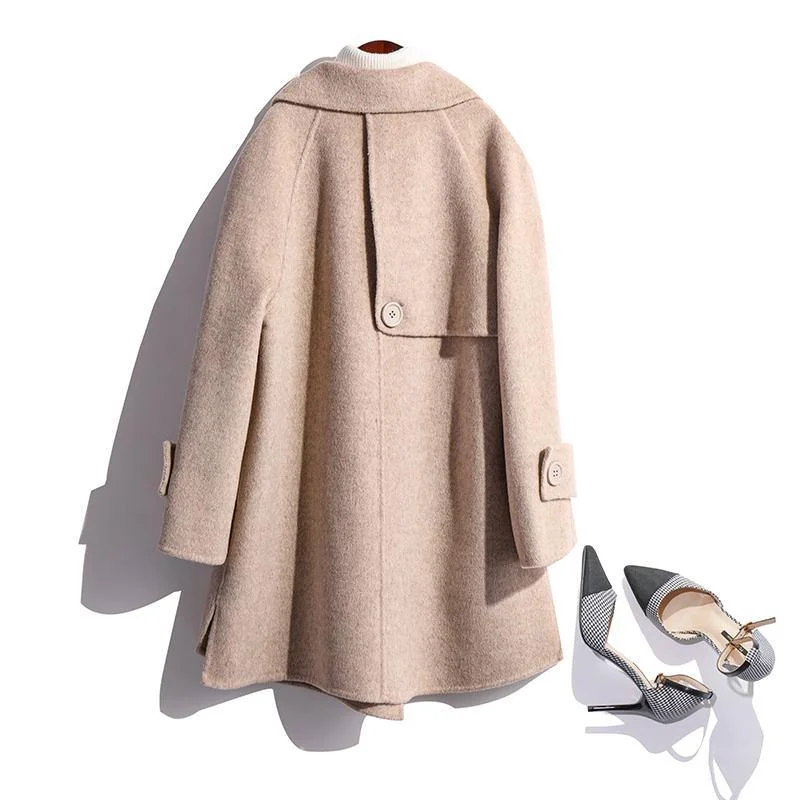 2019 pink Notched collar wool overcoat plus size winter jackets fall jacket double breast