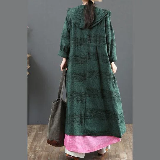 2019green hooded overcoat oversized jackets fall women coats drawstring