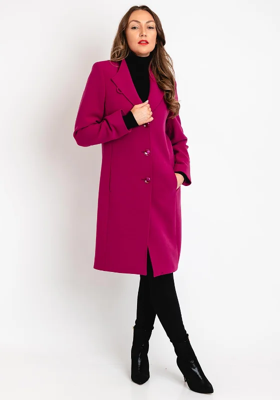 Christina Felix Classic Tailored Long Coat, Magenta