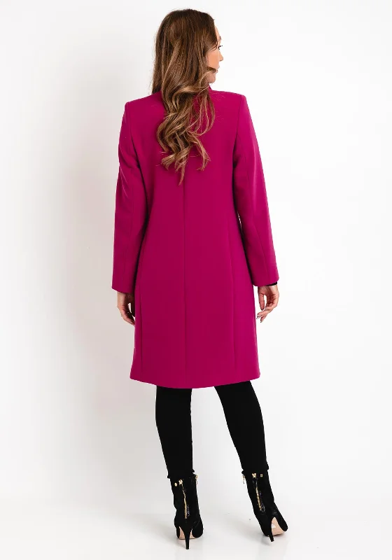 Christina Felix Classic Tailored Long Coat, Magenta