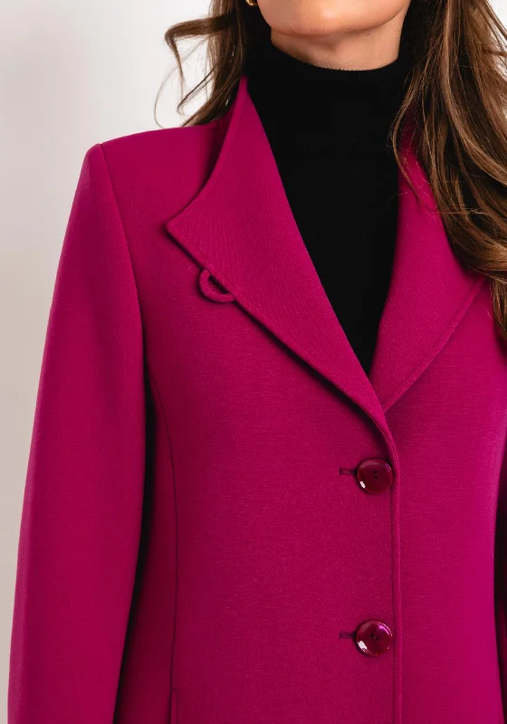 Christina Felix Classic Tailored Long Coat, Magenta