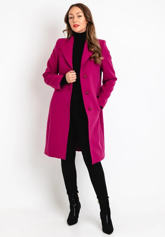 Christina Felix Classic Tailored Long Coat, Magenta