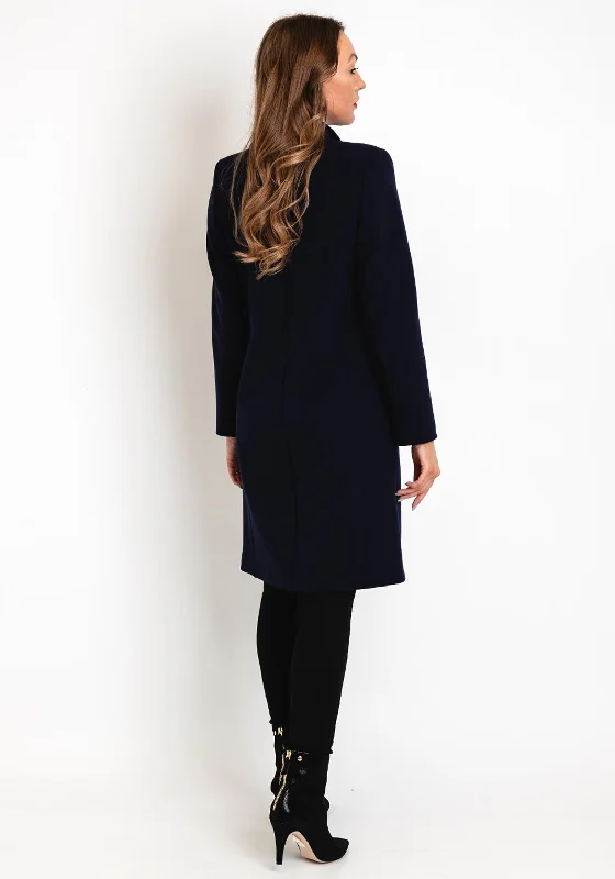 Christina Felix Classic Tailored Long Coat, Navy