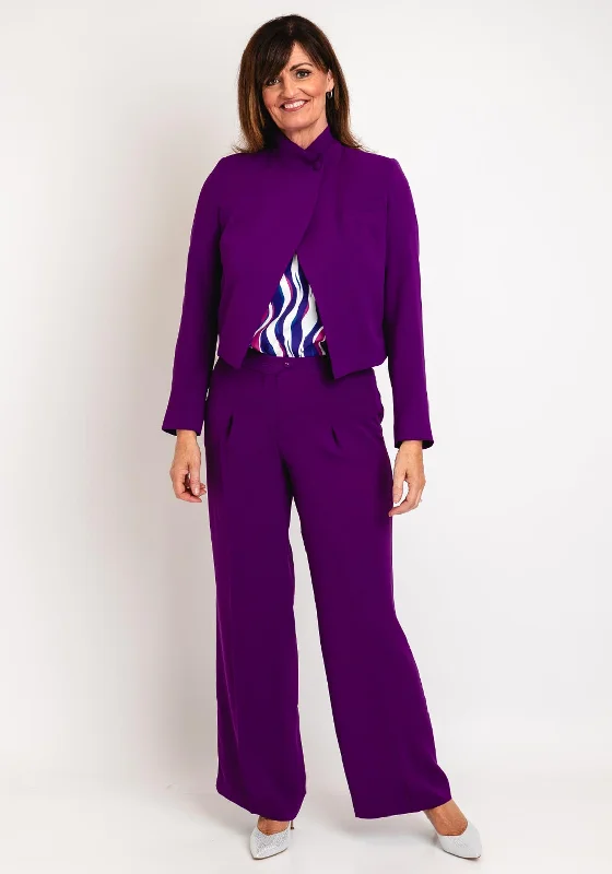 Eva Kayan Lapel Collar Open Short Jacket, Purple