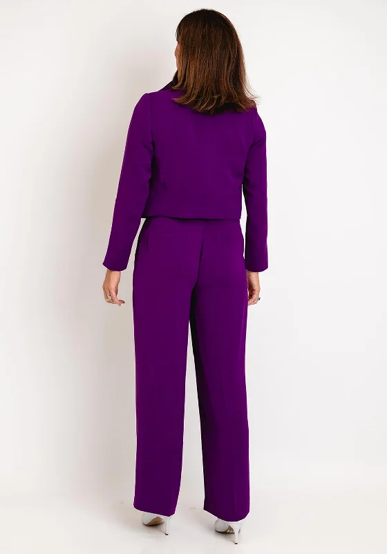 Eva Kayan Lapel Collar Open Short Jacket, Purple