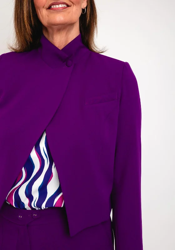 Eva Kayan Lapel Collar Open Short Jacket, Purple