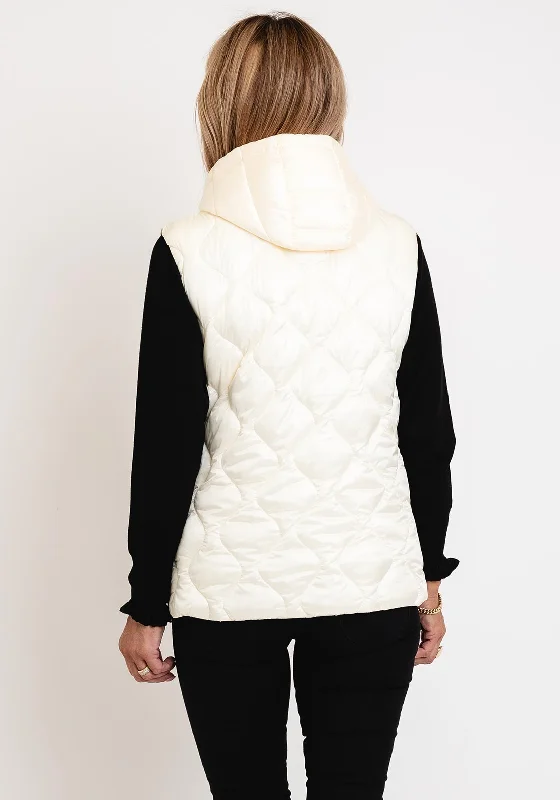 Green Goose Quilted Short Gilet, Cream