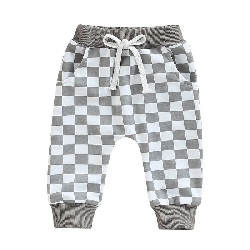 Gray Checkered Baby Pants