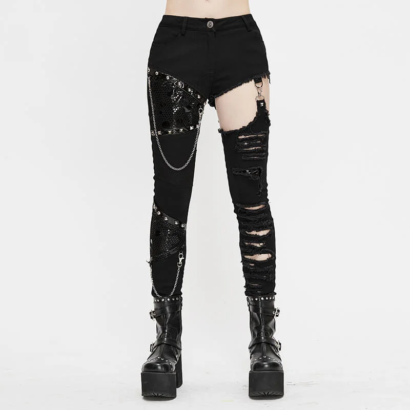 Punk Heavy Metal Chain Women’s Pants