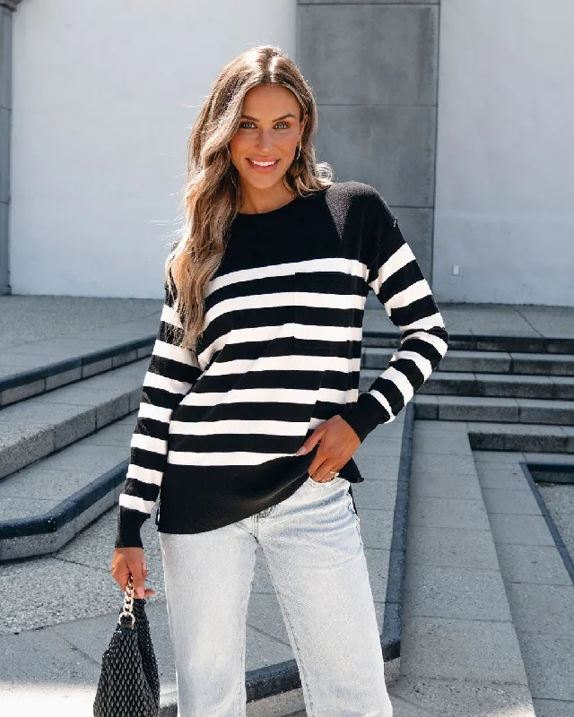 Black Striped Long Sleeve Sweater