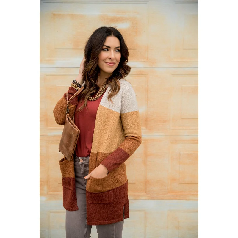 Color Blocked Pocket Cardigan