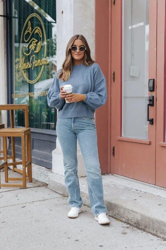 Cozy Long Dolman Sleeve Sweater - Teal