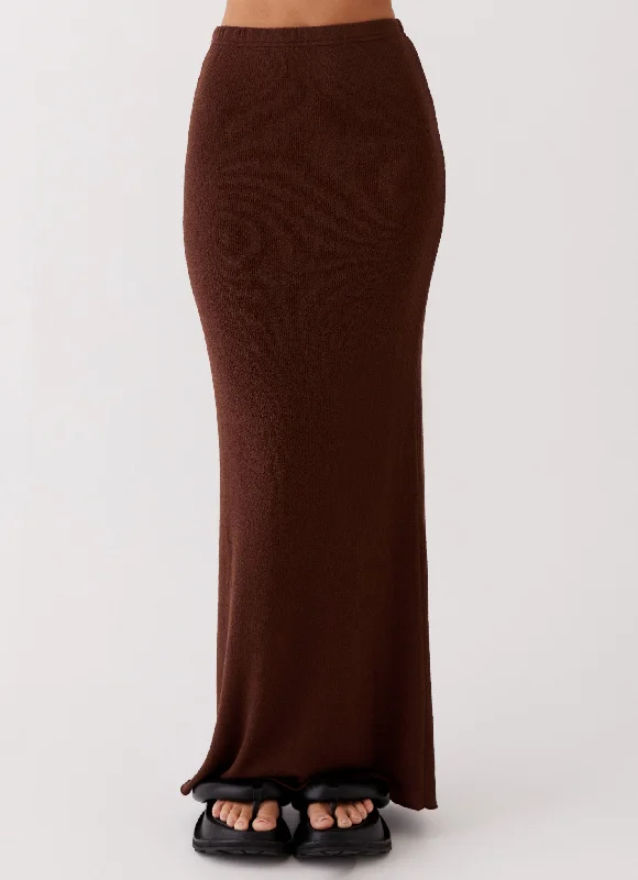 Delicate Lady Knit Maxi Skirt - Chocolate