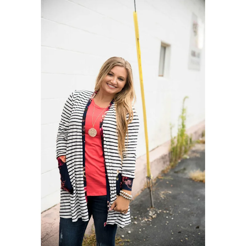 Floral Cuffed Tunic Cardigan