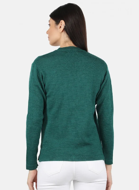 Women Green Solid Cardigan