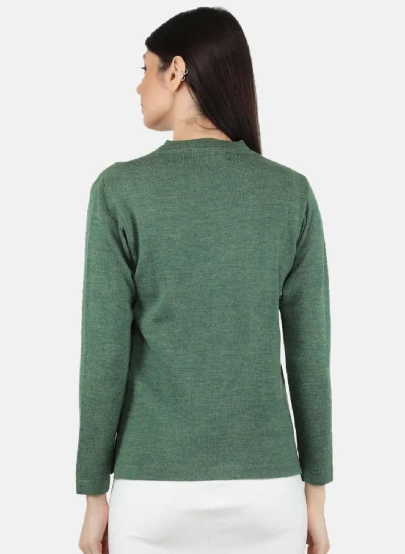 Women Green Solid Cardigan