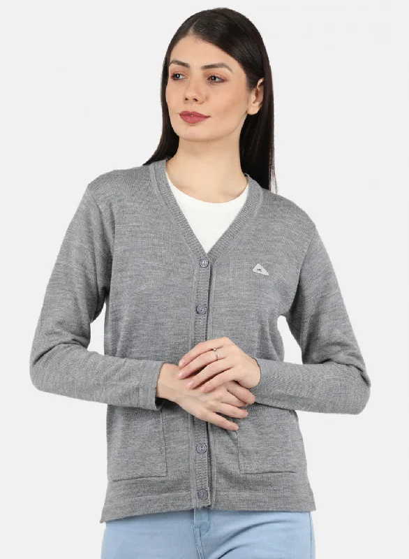 Women Grey Solid Cardigan