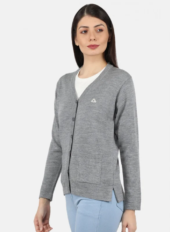 Women Grey Solid Cardigan