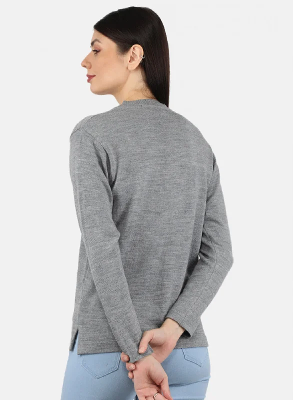 Women Grey Solid Cardigan