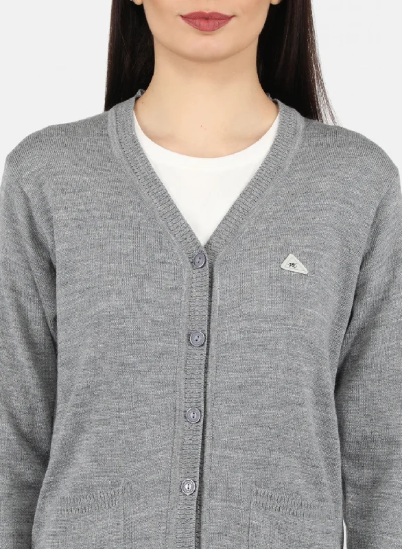 Women Grey Solid Cardigan