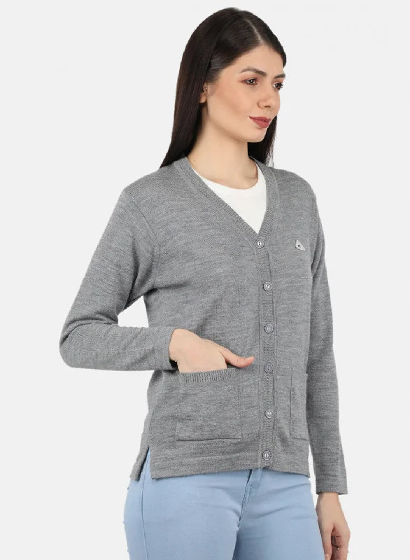 Women Grey Solid Cardigan