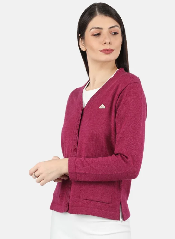 Women Pink Solid Cardigan