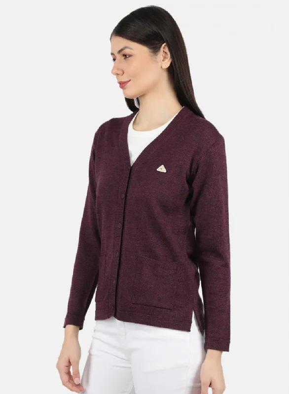 Women Purple Solid Cardigan