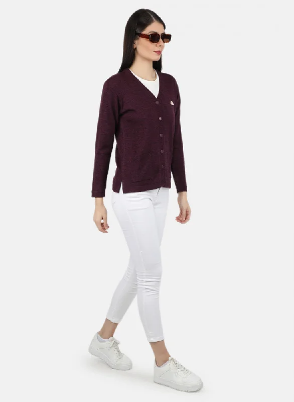 Women Purple Solid Cardigan