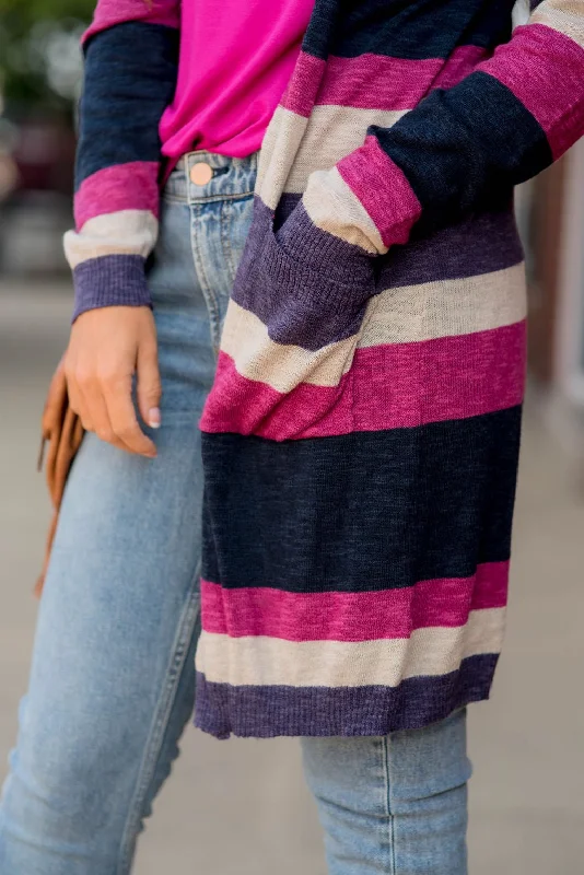 Striped Tissue Cardigan - Pink