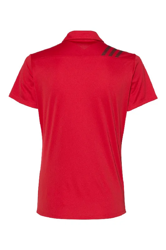 Adidas Womens 3 Stripes UPF 50+ Short Sleeve Polo Shirt - Collegiate Red/Black - NEW