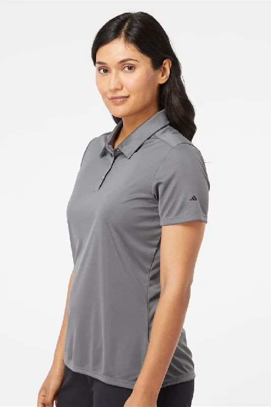 Adidas Womens 3 Stripes UPF 50+ Short Sleeve Polo Shirt - Grey/Black - NEW