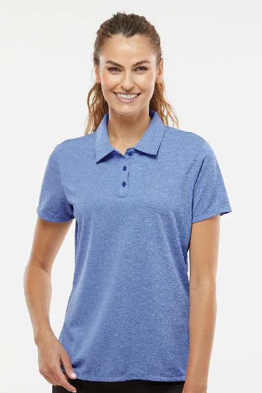 Adidas Womens Heathered Short Sleeve Polo Shirt - Collegiate Royal Blue Melange - NEW