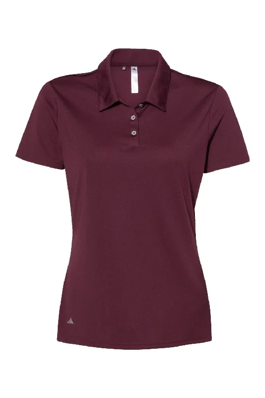 Adidas Womens Performance UPF 50+ Short Sleeve Polo Shirt - Maroon - NEW