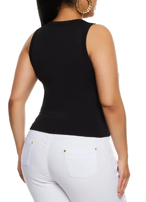 Plus Size Seamless Scoop Neck Tank Top