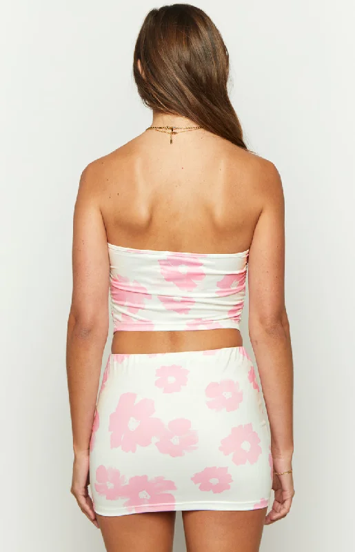 Fran Pink Floral Crop Top