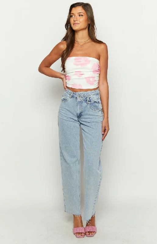 Fran Pink Floral Crop Top