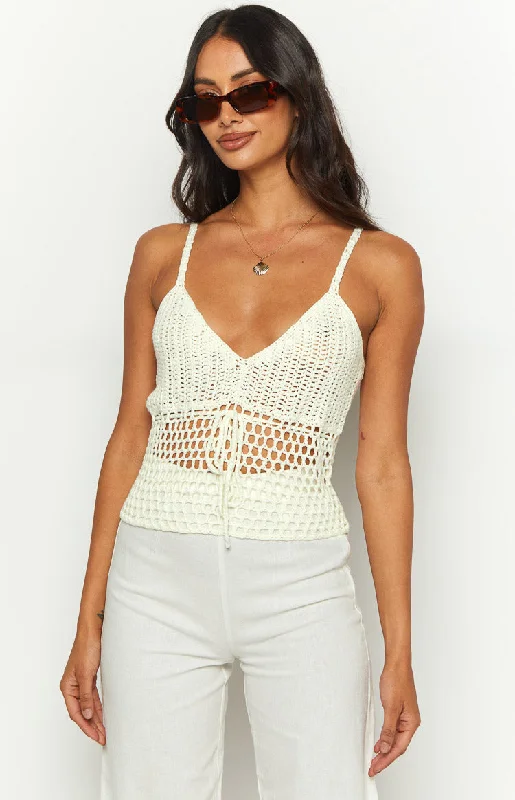 Ivory White Crochet Knit Top