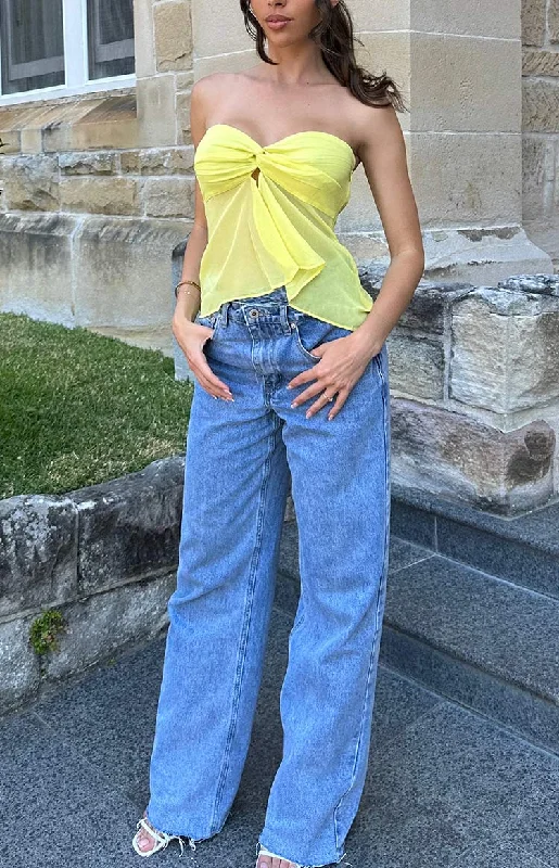 Jacqulin Yellow Strapless Top