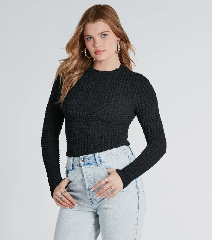 Major Essential Textured Knit Crop Top