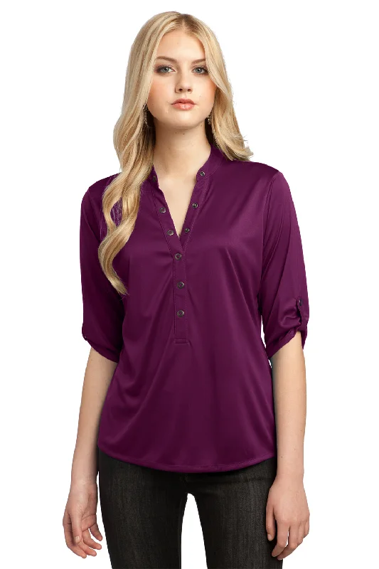 Ogio Womens Crush Moisture Wicking 3/4 Sleeve Polo Shirt - Luxe Purple