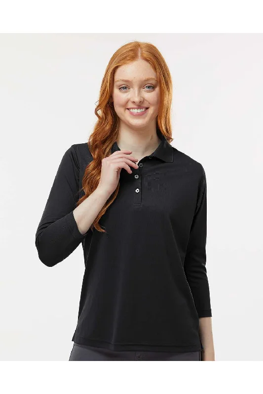 Paragon Womens Lady Palm Moisture Wicking 3/4 Sleeve Polo Shirt - Black - NEW