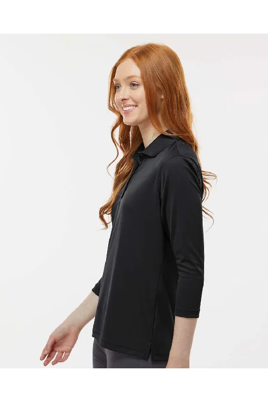 Paragon Womens Lady Palm Moisture Wicking 3/4 Sleeve Polo Shirt - Black - NEW