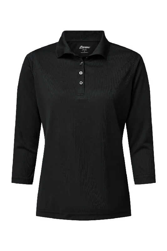 Paragon Womens Lady Palm Moisture Wicking 3/4 Sleeve Polo Shirt - Black - NEW