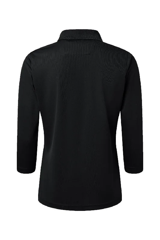 Paragon Womens Lady Palm Moisture Wicking 3/4 Sleeve Polo Shirt - Black - NEW