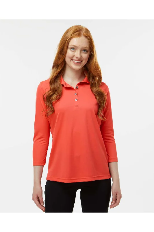 Paragon Womens Lady Palm Moisture Wicking 3/4 Sleeve Polo Shirt - Melon - NEW