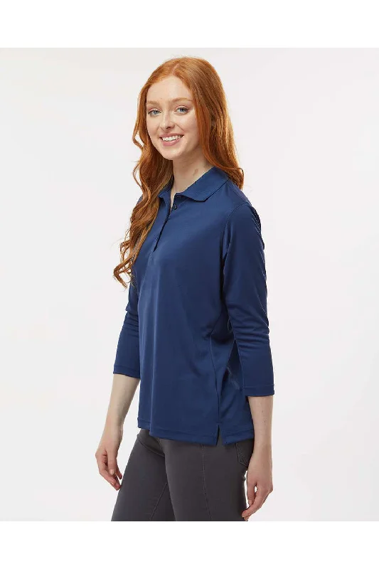 Paragon Womens Lady Palm Moisture Wicking 3/4 Sleeve Polo Shirt - Navy Blue - NEW